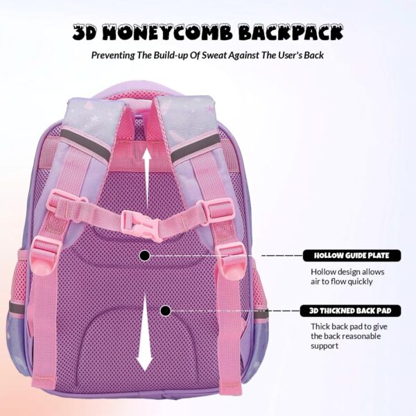 Elios School Bag for Girls Age 3 to 6 Years Ideal for Preschool Nursery and Grade 1 to 3, High Desnity Nylon, Large Capacity Backpack Birthday Rakhi Gift for Kids - Image 6