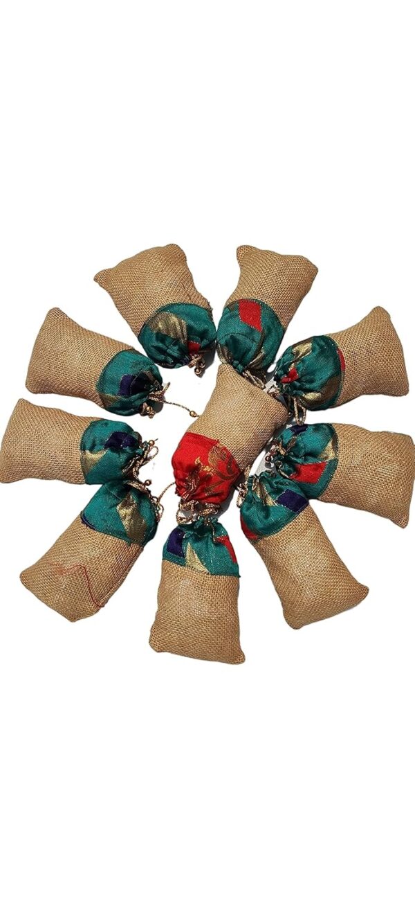 Women's Wrap Shape Jute Potli with Puppets Decoration - Image 2