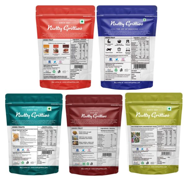 Nutty Gritties Platinum Hamper Premium Dry Fruits Gift Box 1kg | Candle Pack of 2 | California Almonds 200g, Cashews Nuts 200g, Indian Long Raisins 200g, Roasted Salted Pistachios 200g, California Walnut Kernels 200g | Healthy Gourmet Snacks I Gift for Family| Friend | Corporate - Image 4
