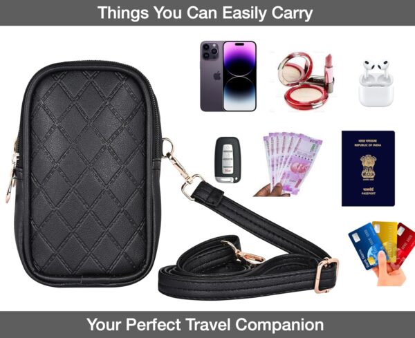 Pramadda Pure Luxury Black Leather Sling Bag For Women Stylish | christmas gift for women | new year gift hampers | christmas gifts for friends & Family. - Image 5