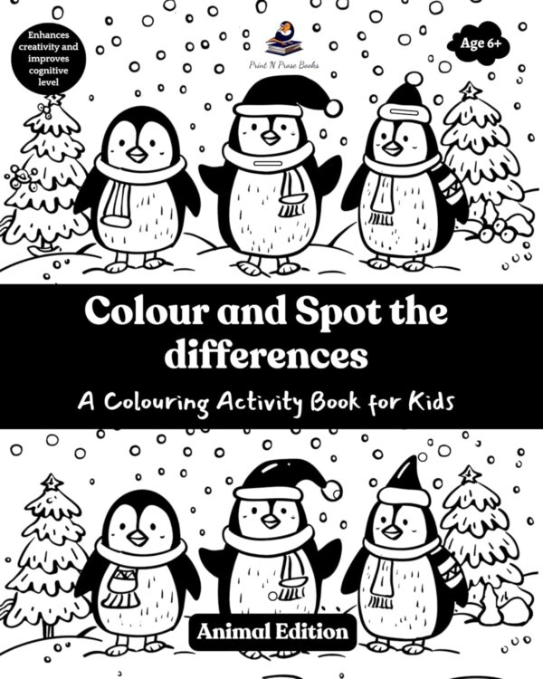 Colour and Spot the differences - A Colouring Activity Book for Kids - Animal Edition - Coloring Based Brain Activities - Doodle Art - Birthday Gift for Kids - Image 2