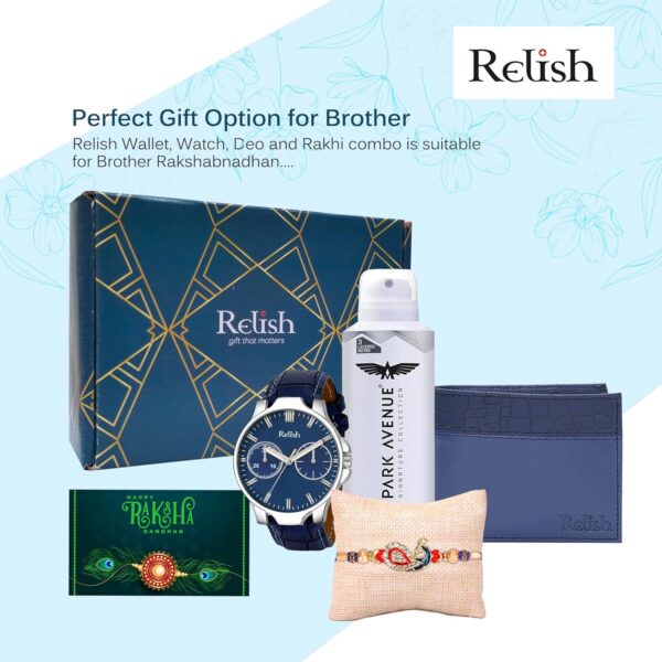 Relish Raksha Bandhan Gift Combo Set Watch, Wallet, Cardholder, Deo for Brother, Bhaiya, Rakhi, Wishing Card with Gift Box (Choose Any One Combo Gift) - Image 3