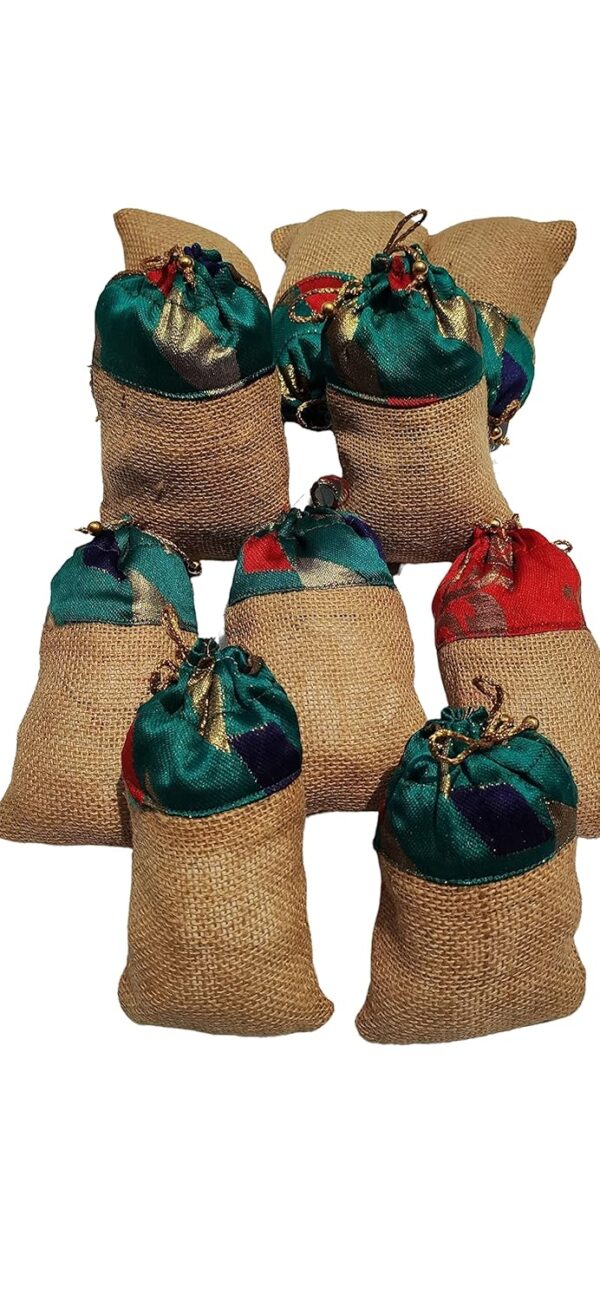 Women's Wrap Shape Jute Potli with Puppets Decoration - Image 3