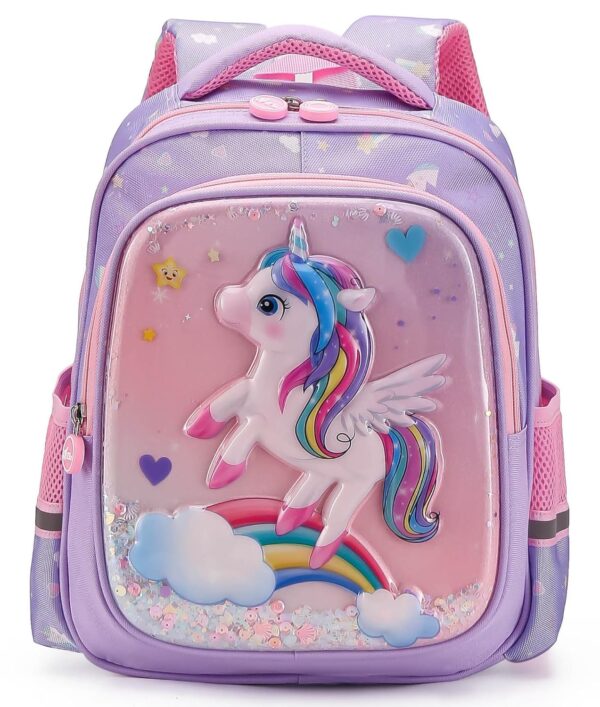 Elios School Bag for Girls Age 3 to 6 Years Ideal for Preschool Nursery and Grade 1 to 3, High Desnity Nylon, Large Capacity Backpack Birthday Rakhi Gift for Kids - Image 2