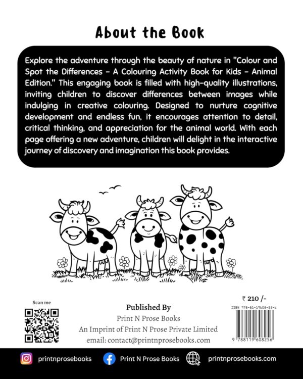 Colour and Spot the differences - A Colouring Activity Book for Kids - Animal Edition - Coloring Based Brain Activities - Doodle Art - Birthday Gift for Kids - Image 3
