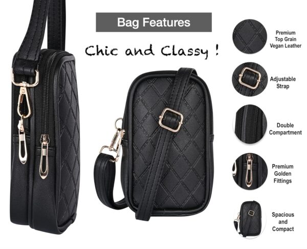 Pramadda Pure Luxury Black Leather Sling Bag For Women Stylish | christmas gift for women | new year gift hampers | christmas gifts for friends & Family. - Image 8