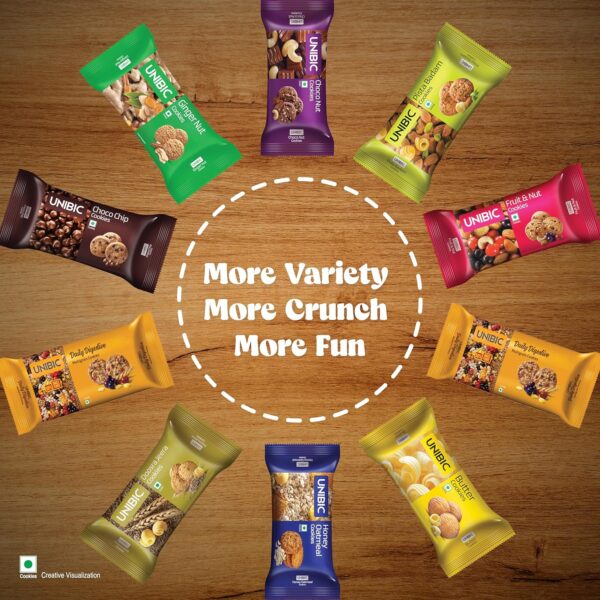 Unibic Cookies, Assorted Cookies, 75 G(Pack Of 10)|Biscuits Combo Pack|Choco Chip|Butter Cookies|Fruit&Nut Cookies||Honey Oatmeal I Cashew Cookies I Jeera Cookies I Digestive Cookies I750 Gram - Image 7