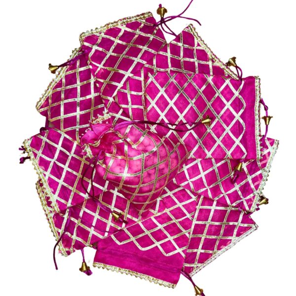 Lushure Organza with Golden Lace Layer Drawstring Potli Bag for Return Gift | Gift Hamper | Shagan - 19CM (L) X 14CM (B). (10) - Image 3