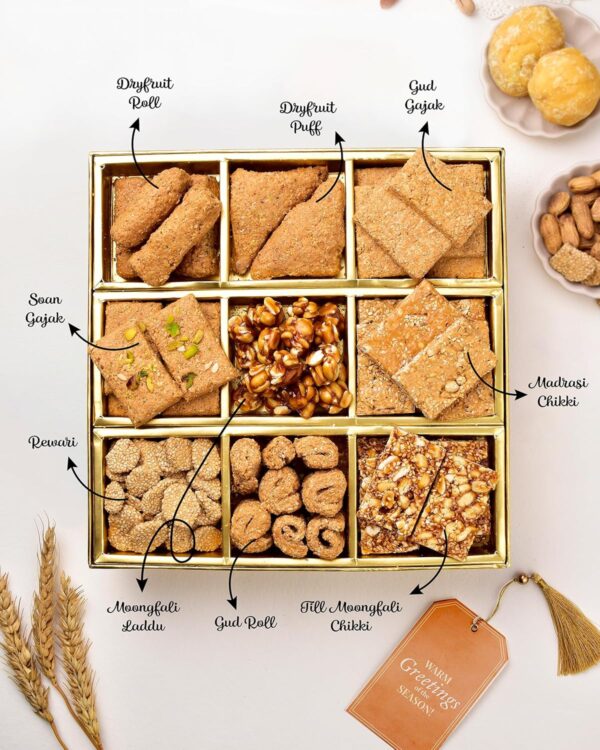 Gajak (1Kg) Winter Gift Hamper Jaggery Gajak Gift Pack Chikki Gajak Gud Gajak Til Chikki Dryfruit Chikki Gajak Sweets Gajak Pack Of 9 Gajak Combo Pack Sweets Gift Pack Dry fruit Gift Pack - Image 3