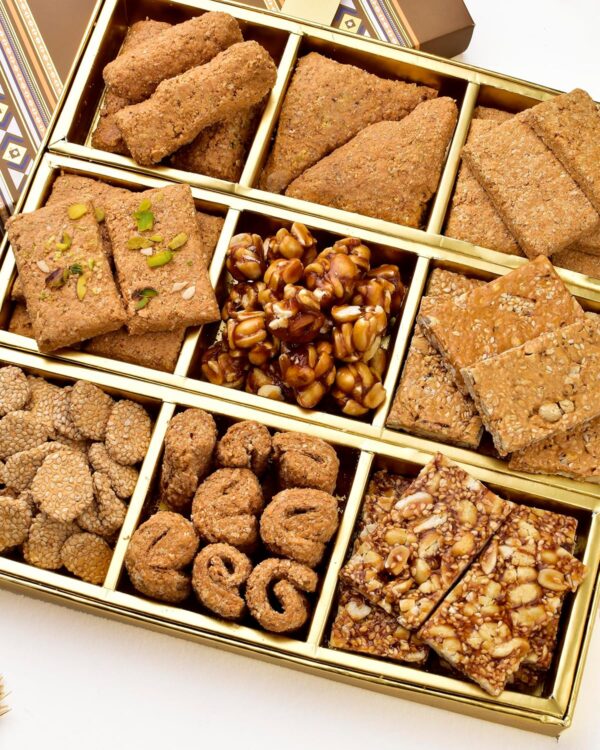 Gajak (1Kg) Winter Gift Hamper Jaggery Gajak Gift Pack Chikki Gajak Gud Gajak Til Chikki Dryfruit Chikki Gajak Sweets Gajak Pack Of 9 Gajak Combo Pack Sweets Gift Pack Dry fruit Gift Pack - Image 5