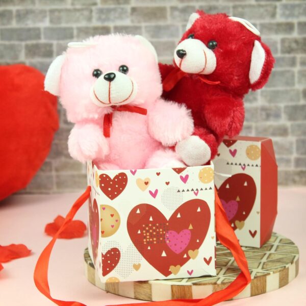 TIED RIBBONS Valentine Gift for Girlfriend Wife Girls Women - Romantic Teddy Bear Card Pendant and Artificial Golden Rose Flower with Box Hamper - Image 3
