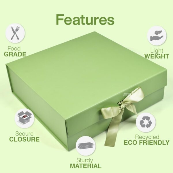RBS®- LARGE Gift Box (34 x 33 x 10cm) Gift Boxes for Packaging (1 Pack) Hamper Boxes for Gift Holds Upto 10 kg Gift Packing Box Gift Boxes For Gifting Hamper Box (Large Green) - Image 5