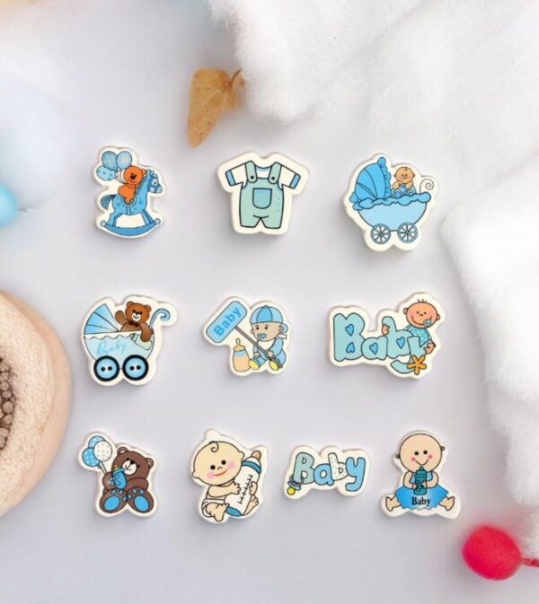 Chocozone Baby Boy Decorations for 1st Birthday Decorations for Baby Basket Hampers Baby Shower Decorations Basket 3D Motives for Gift Wrapping (10 Designs) (Pack of 50) - Image 3