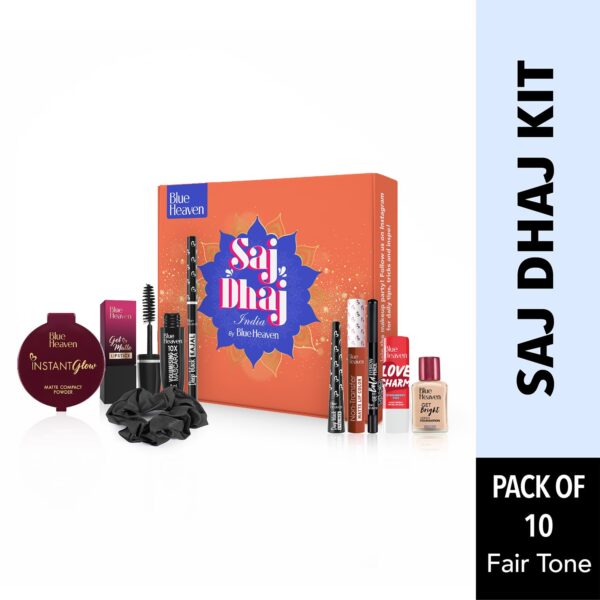 Blue Heaven Saj Dhaj Festive Makeup Kit for women- Vanilla, Pack of 10 | Full face Makeup kit, Fair Tone combo, 19g+26.3ml - Image 3
