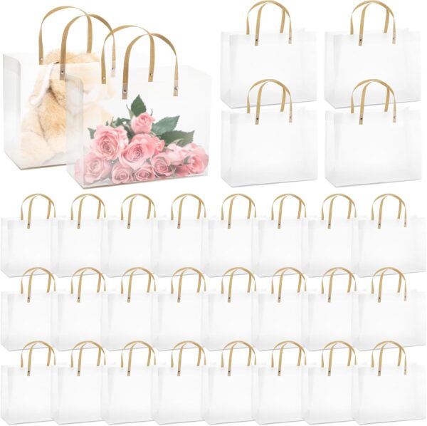 SATYAM KRAFT Translucent Gift Bags – Set of 4 | PVC Carry Bags for Gifting | Birthday, Wedding, Anniversary, Party Favor Bags | Valentine Gifting, Shopping Gift Bag, (Translucent, 25 cm x 33 cm) - Image 7