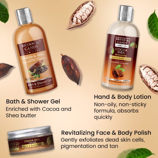 Bryan & Candy Cocoa Shea Heart Kit Gift Set For Women and Men, Shower gel, Hand & Body Lotion, Body Polish, Loofah | 100% Vegan, Skin-Friendly pH 5.5, SLS & Paraben Free | - Image 7