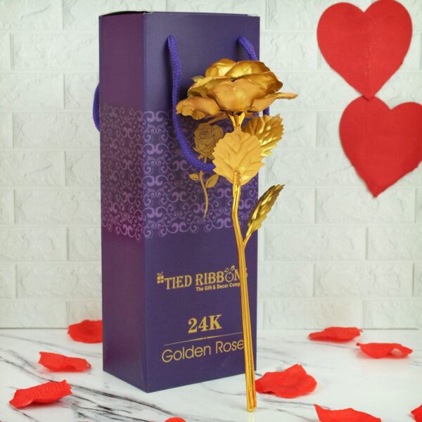 TIED RIBBONS 24k Gold Plated Artificial Rose Flower with Box - Valentine Gift for Girlfriend Boyfriend Girls Boys Husband Wife Love Couple - Image 2