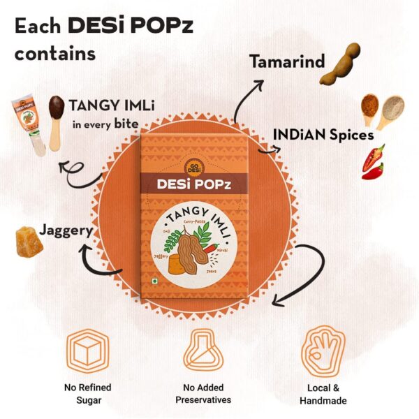 GO DESi Popz Imli Pop, Tamarind & Jaggery Candy, 50 Pieces, Tangy Imli, Imli Candy, Lollipop, Digestive Candy, 400 g - Image 7