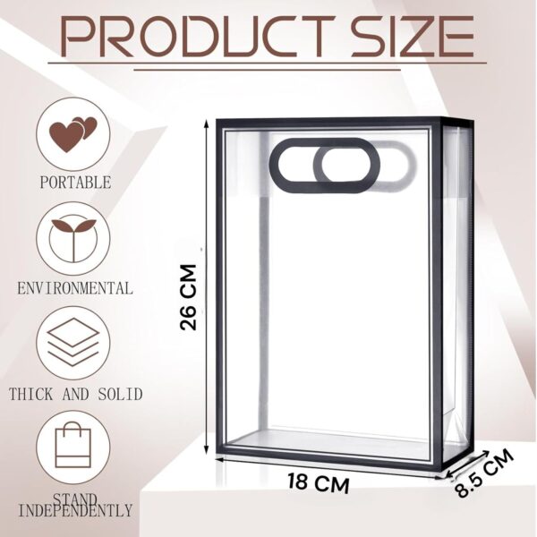 SATYAM KRAFT 6 Pcs Translucent Goodie Bags with Handles - Clear Gift Bags, Hamper, Shopping, Wedding Return, Birthday, Festivals & Event Bags (SMALL) (Red) 26 x18 x8.5 cm - Image 5