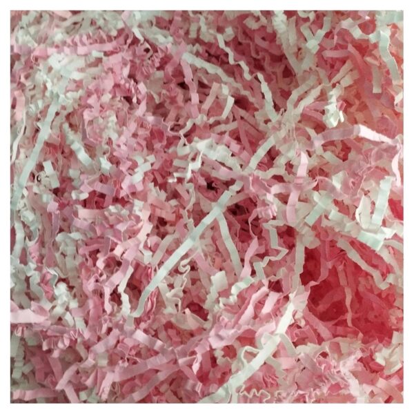 Zarwani Shredded Paper Grass Confetti for Hamper, Basket Filling, Gift, Box Packing Christmas, Project DIY use Raffia Crinkle Paper Strips (pink white 100gram) - Image 3