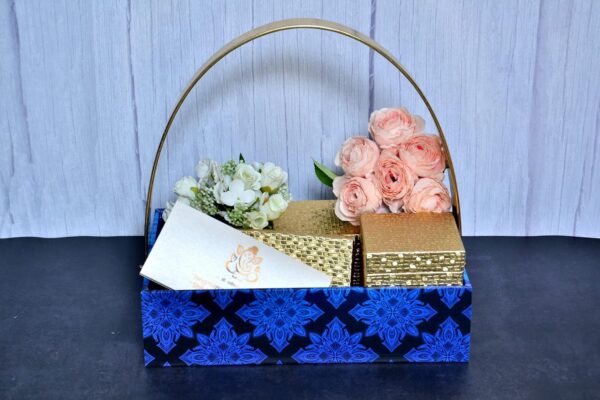 TheHandikrafts MDF Wooden Hamper Basket, Shades of Blue - Image 3