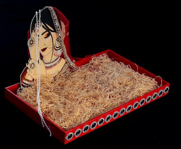 The Bride Made Multipurpose Gift Box for Bride, trujo packing 12x18 inch, Pine Wood, Red, with Bride Cutout 11x8 inch - Image 5