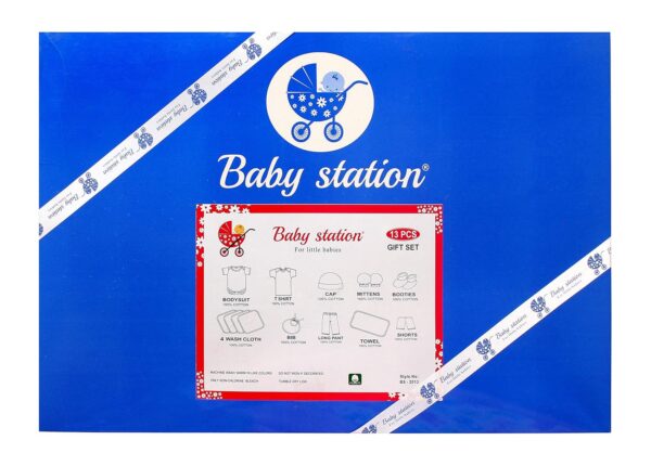 BABY STATION Cotton Gift Set For New Born Unisex- 13 Pieces (Blue) - Image 5