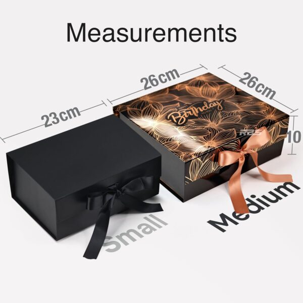 RBS® - MEDIUM Birthday Gift Box (26 x 26 x 10cm) Empty Gift Box for Packing Multipurpose Gift for Couple Special (Rose Gold Giant Poppies) (1 Pack) Holding up to 8kg - Image 7