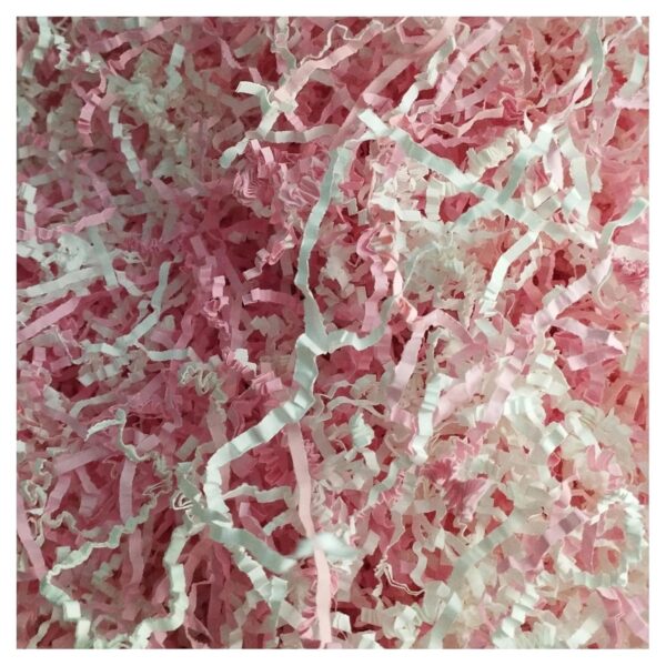 Zarwani Shredded Paper Grass Confetti for Hamper, Basket Filling, Gift, Box Packing Christmas, Project DIY use Raffia Crinkle Paper Strips (pink white 100gram) - Image 2