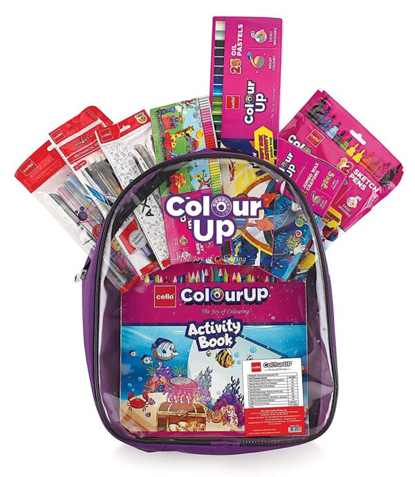 Cello ColourUp Hobby Bag | Colour Set for Kids with Crayons, Colour Pencils, Sketch Pens & Activity Book | Travel-Friendly Backpack | Ideal Kids Gifting & New Year Gift - Image 2