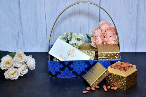 TheHandikrafts MDF Wooden Hamper Basket, Shades of Blue - Image 4