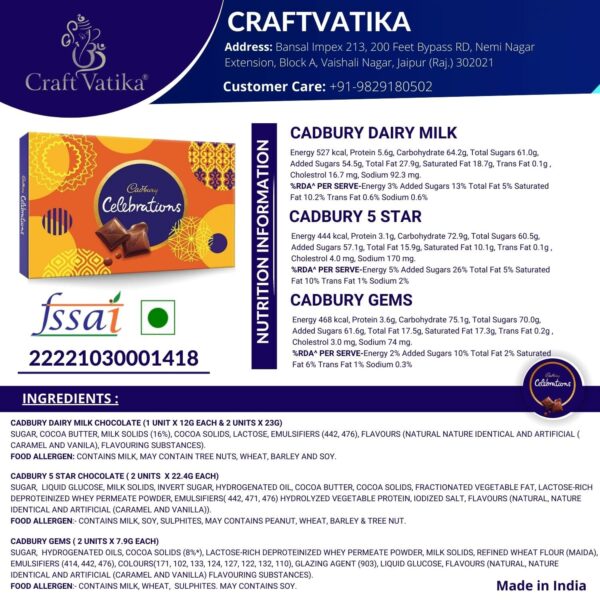 CraftVatika Combo Of 2 Rakhi For Brother With Cadbury Chocolate Gifts Combo Set,Brother Rakhi Set,Cadbury Rakshabandhan Bhai Bhabhi Hamper Greeting Card,Set Of 2 Rakhi, 200 Gm - Image 7