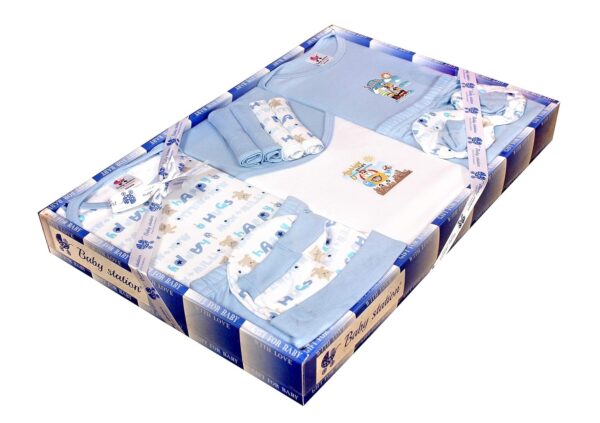 BABY STATION Cotton Gift Set For New Born Unisex- 13 Pieces (Blue) - Image 4