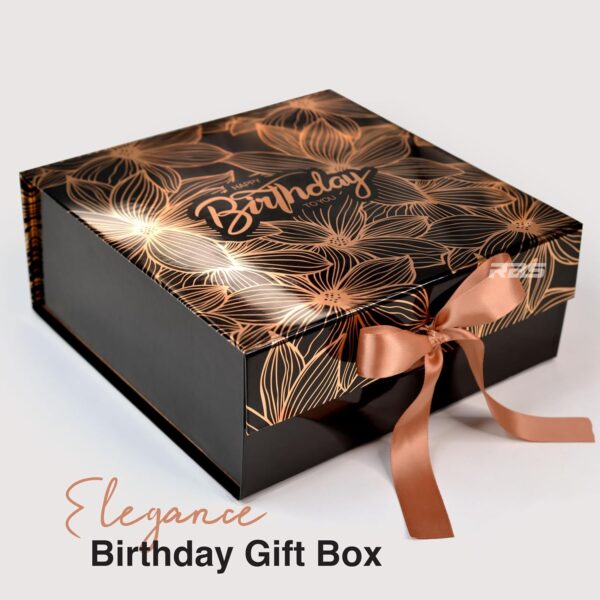 RBS® - MEDIUM Birthday Gift Box (26 x 26 x 10cm) Empty Gift Box for Packing Multipurpose Gift for Couple Special (Rose Gold Giant Poppies) (1 Pack) Holding up to 8kg - Image 8