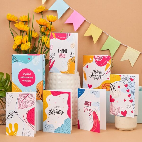 Doodle Undated Planner Gift Set | A5 Happiness Planner + Multifunctional Pouch + Pen + 12 Notecards + 2 Motivational Quote Cards |Packed in a Beautiful Festive Gift Box (Planner's Haven II) - Image 6