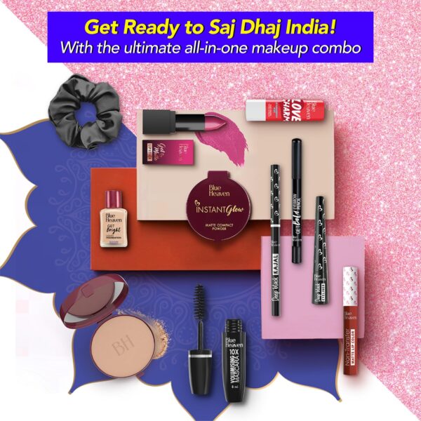 Blue Heaven Saj Dhaj Festive Makeup Kit for women- Vanilla, Pack of 10 | Full face Makeup kit, Fair Tone combo, 19g+26.3ml - Image 4