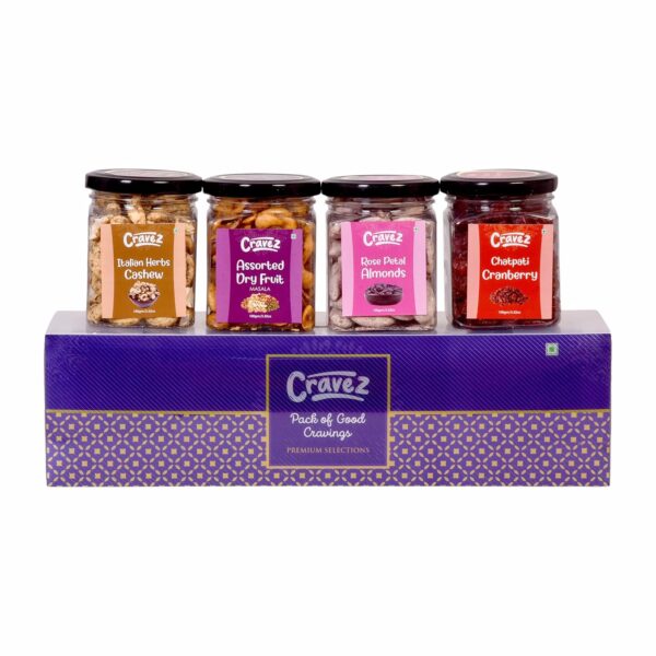 cravez Assorted Healthy Rakshabandhan Gift Hamper Dry Fruit Masala, Italian Herbs Cashew, Chatpati Cranberry, Rose Petal Almonds, 100Gm*4 - 400 Gm , Roasted Festiva, Birthday, Anniversary - Image 2