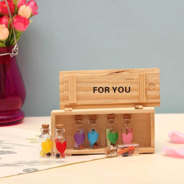 TIED RIBBONS Valentine gift Hamper for Women Girlfriend Wife Girls - Teddy Bear, Message Bottle Box, Card, Flower, Mini Couple, Pendant and Chocolates - Image 7