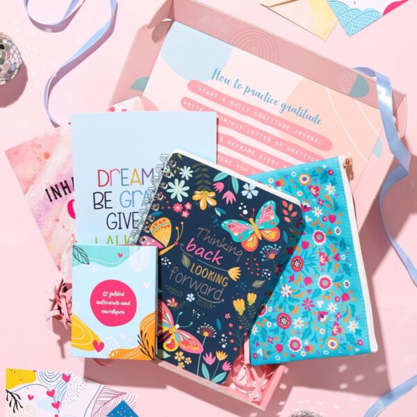 Doodle Undated Planner Gift Set | A5 Happiness Planner + Multifunctional Pouch + Pen + 12 Notecards + 2 Motivational Quote Cards |Packed in a Beautiful Festive Gift Box (Planner's Haven II) - Image 2