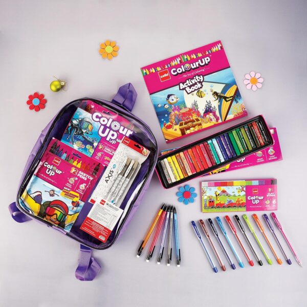 Cello ColourUp Hobby Bag | Colour Set for Kids with Crayons, Colour Pencils, Sketch Pens & Activity Book | Travel-Friendly Backpack | Ideal Kids Gifting & New Year Gift - Image 6