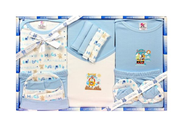 BABY STATION Cotton Gift Set For New Born Unisex- 13 Pieces (Blue) - Image 2