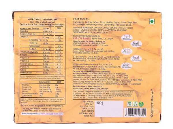 Karachi Fruit Biscuit - Premium, 400 g - Image 3